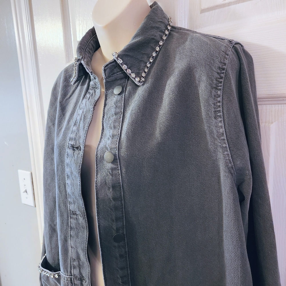 **NWT** Zara Rhinestone Oversized Shirt / Overshirt - Picture 6 of 14